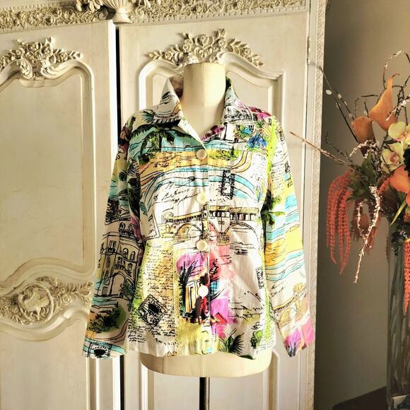 Life Style Petite Travel Inspired Vtg Cotton Jacket Sz PM - Picture 1 of 8